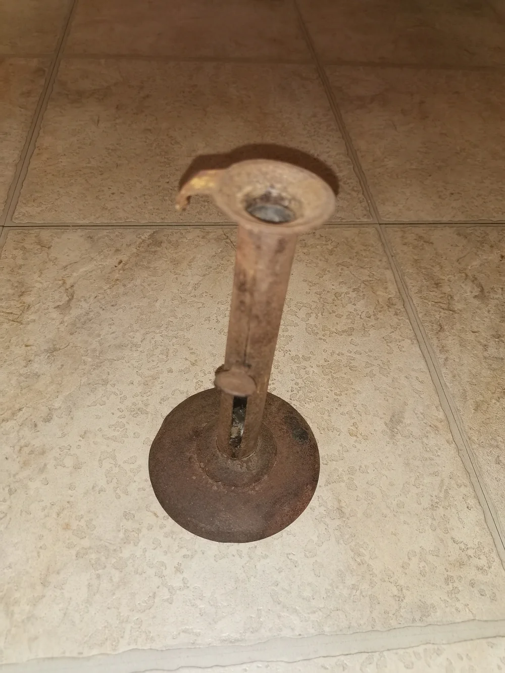 Antique Primitive Hog Sctaper Style Push-Up Candlestick Holder 7